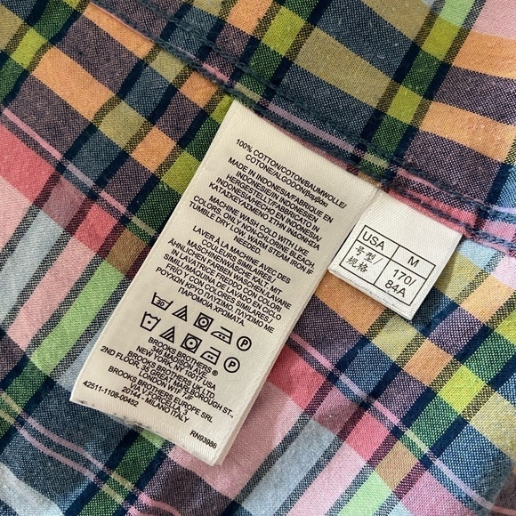 Brooks Brothers Colorful Vibrant Pastel Plaid Button Down Short Sleeve Medium - Picture 5 of 5